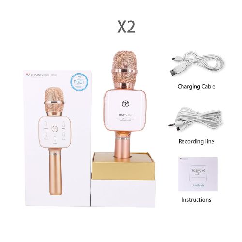  Upgraded Version TOSING Q7s Wireless Karaoke Duet Microphone Blue Speaker 2-in-1 Portable Home KTV Player Handheld Sing & Recording for iPhoneAndroid System（rose gold）