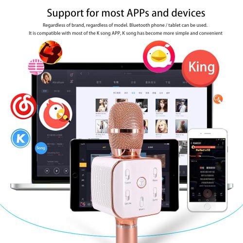  Upgraded Version TOSING Q7s Wireless Karaoke Duet Microphone Blue Speaker 2-in-1 Portable Home KTV Player Handheld Sing & Recording for iPhoneAndroid System（rose gold）