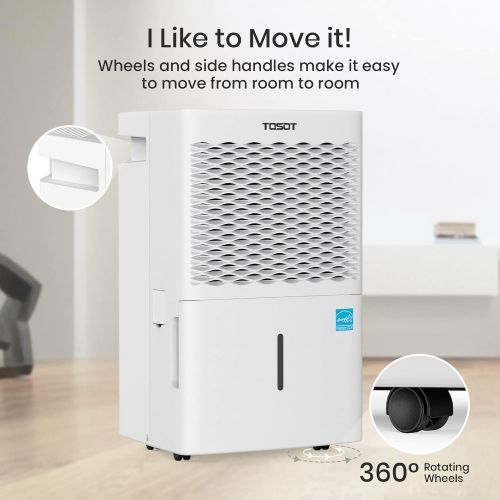  TOSOT 50 Pint 4,500 Sq Ft Dehumidifier Energy Star - for Home, Basement, Bedroom or Bathroom - Super Quiet (Previous 70 Pint)