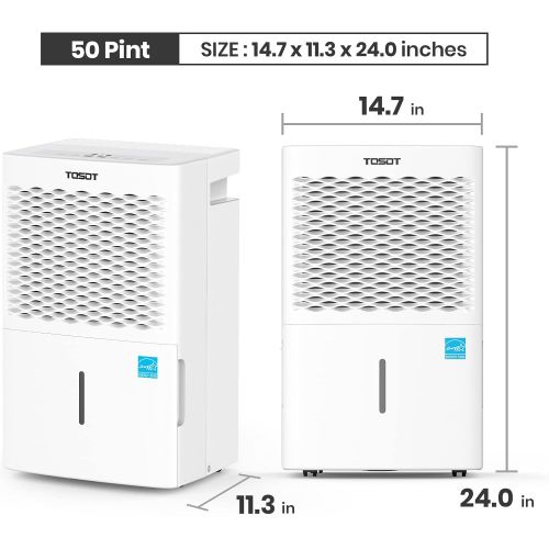  TOSOT 50 Pint 4,500 Sq Ft Dehumidifier Energy Star - for Home, Basement, Bedroom or Bathroom - Super Quiet (Previous 70 Pint)