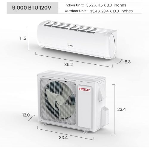  TOSOT 9,000 BTU Ductless Mini-Split Air Conditioner, Inverter Split AC System with Heat Pump, Full Set with 16.5 Ft. Pre-Charged Installation Kit - 21 SEER 115V