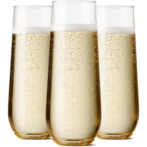  [아마존베스트]TOSSWARE POP 9oz Flute SET OF 12, Recyclable, Unbreakable & Crystal Clear Plastic Champagne Glasses