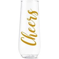 [아마존베스트]TOSSWARE POP 9oz Flute Cheers Series, SET OF 6, Recyclable, Unbreakable & Crystal Clear Plastic Printed Champagne Glasses