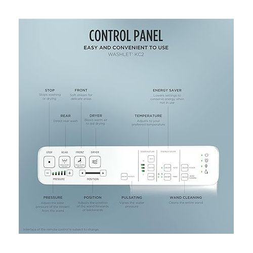  TOTO WASHLET KC2 Electronic Bidet Toilet Seat with Heated Seat and SoftClose Lid, Elongated, Cotton White - SW3024#01, KC2Elongated