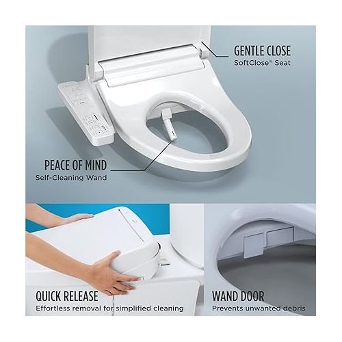  TOTO WASHLET KC2 Electronic Bidet Toilet Seat with Heated Seat and SoftClose Lid, Elongated, Cotton White - SW3024#01, KC2Elongated