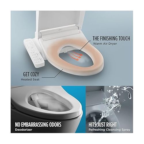  TOTO SW3074#01 WASHLET C2 Electronic Bidet Toilet Seat with PREMIST and EWATER+ Wand Cleaning, Elongated, Cotton White