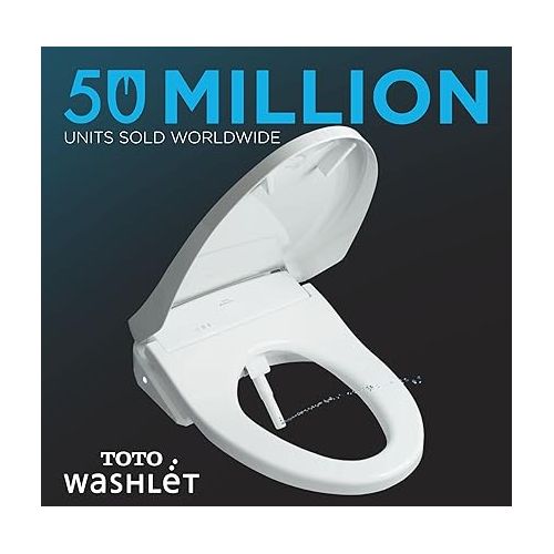  TOTO SW3056#01 S550E Electronic Bidet Toilet Seat with Cleansing Warm, Nightlight, Auto Open and Close Lid, Instantaneous Water Heating, and EWATER+, Elongated Contemporary, Cotton White