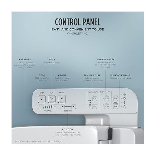  TOTO WASHLET A2 Electronic Bidet Toilet Seat with Heated Seat and SoftClose Lid, Elongated, Cotton White - SW3004#01