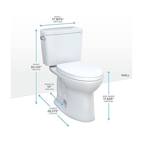  Drake 2-Piece 1.6 GPF Single Flush Elongated ADA Comfort Height Toilet w/ 10in Rough-In in Cotton White, Seat Included