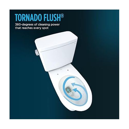  TOTO Drake Two-Piece Round 1.28 GPF Universal Height TORNADO FLUSH Toilet with CEFIONTECT, Cotton White - CST775CEFG#01