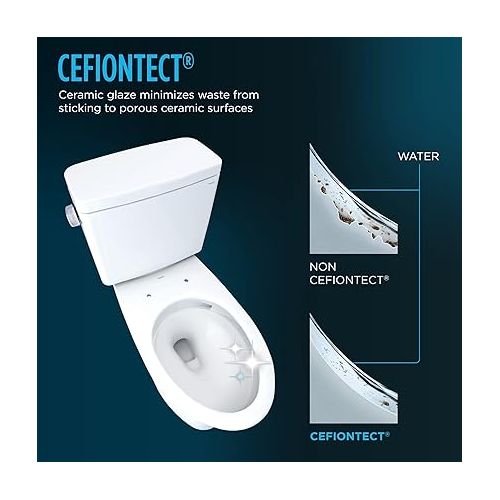  TOTO Drake Two-Piece Round 1.28 GPF Universal Height TORNADO FLUSH Toilet with CEFIONTECT, Cotton White - CST775CEFG#01