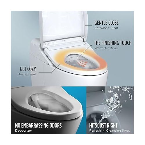  Toto TOTMS922CUMFG01 Washlet G450 0.8/1 GPF Dual Flush One Piece Elongated Chair Height Toilet - Bidet Seat Included Cotton