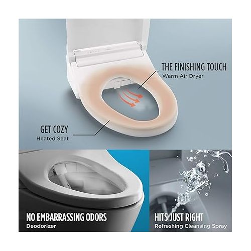  TOTO SW3084#01 WASHLET C5 Electronic Bidet Toilet Seat with PREMIST and EWATER+ Wand Cleaning, Elongated, Cotton White