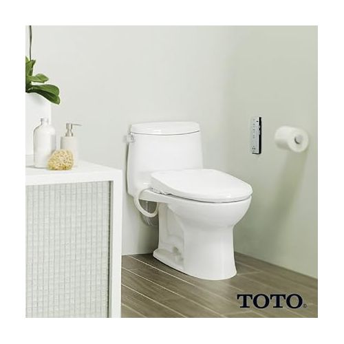  TOTO SW573#01 S300E Electronic Bidet Toilet Cleansing, Instantaneous Water, EWATER Deodorizer, Warm Air Dryer, and Heated Seat, Round, Cotton White
