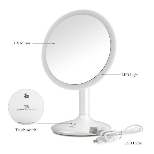  TOUCHBeauty Led Makeup Double-sided Desktop Mirror with 360-degree Rotation 1x & 5x...