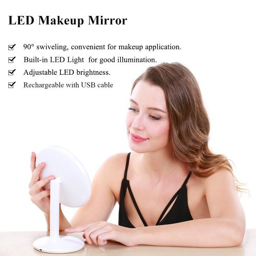  TOUCHBeauty Led Makeup Double-sided Desktop Mirror with 360-degree Rotation 1x & 5x...