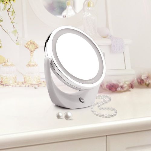  TOUCHBeauty Led Makeup Double-sided Desktop Mirror with 360-degree Rotation 1x & 5x...