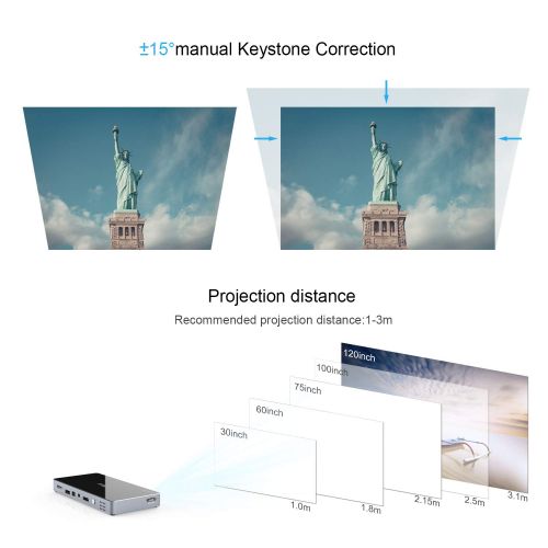  [아마존 핫딜]  [아마존핫딜]Mini Beamer, TOUMEI C800S Mini Projektor, Tragbarer Android 7.1 DLP Videoprojektor, Kompatibel mit USB TF-Karte fuer Heimkino / Laptop / iPhone / Android Smartphone,Grau