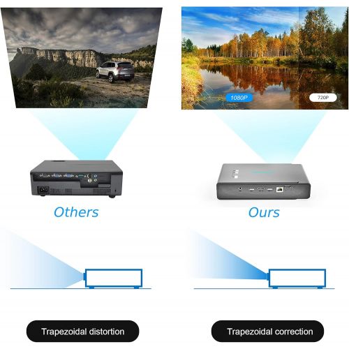  3D Projector TOUMEI V5, 3D Video Projector DLP 1080P HD, 3800 Lumens, Wireless Screen Share for iOS Android Bluetooth 4.0 Keystone Correction, HDMI/TF/USB, No Built-in Battery, wit