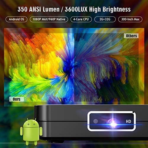  [아마존베스트]TOUMEI K1 Portable Video Projector Intelligent Projector 3600 Lumen High Brightness Android Projector Supports 1080P 300 Inch Maximum WiFi BT4.2 HDMI with Keyboard & Remote Control Auto F