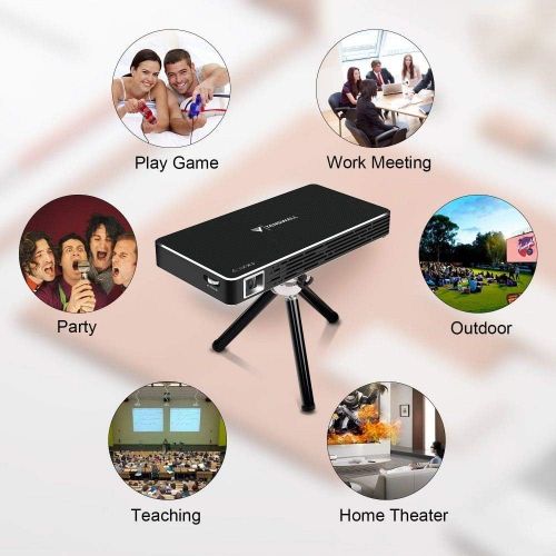  TOUMEI C800S Mini DLP Smart Projector,Portable HD Android 7.1 Video Projectors Home Theater Support HDMI,USB,TF Card,WiFi,AV for iPhone,iPad,Mobile Phone,Laptop,MacBook,PC
