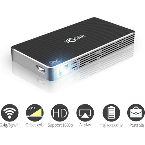  TOUMEI Mini DLP Smart Projector,Portable HD Android Video Projectors Home Theater Support HDMI,USB,TF Card,Wifi,AV for iPhone,iPad,Mobile Phone,Laptop,Macbook,PC