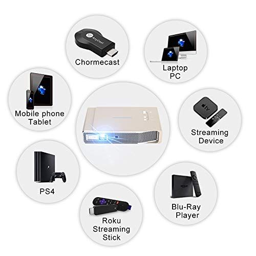  TOUMEI Toumei V5 Mini Pico Projector, Home Theater Projector &Office Projector with 500 ANSI lumens Support Dual-Band Wi-FiBT1080P Max300 InchesDLP 3D Video for Business&Education