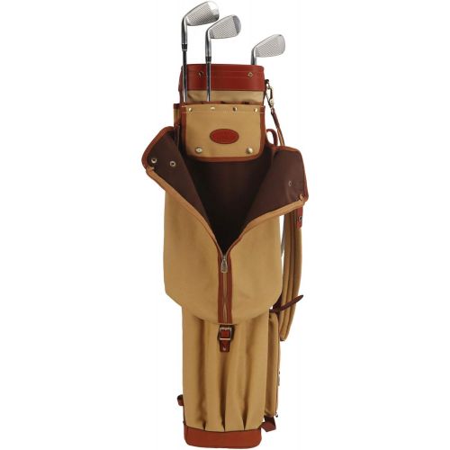  TOURBON Canvas and Leather Pencil Style Golf Club Carrier Bag Golfer Gift