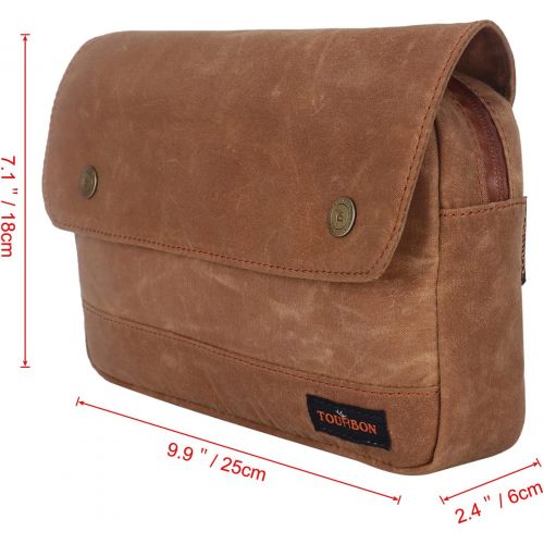  TOURBON Bike Bag Waxed Canvas Bicycle Handlebar Bag Zipper Closure Pouch Crossbar Front Frame Basket Cycling Saddebag Under Seat Strap-on Rear Rack Pannier