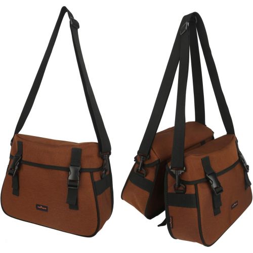  TOURBON Nylon Double Pannier Shoulder Bags Bicycle Rear Rack Trunk Motorcycle Tail Seat Bag