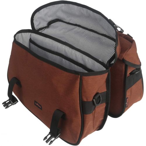  TOURBON Nylon Double Pannier Shoulder Bags Bicycle Rear Rack Trunk Motorcycle Tail Seat Bag