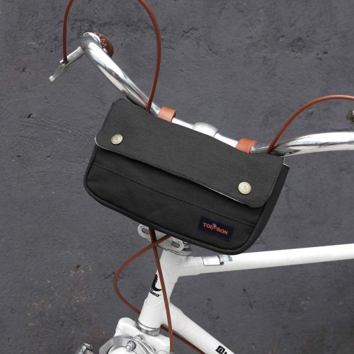  Tourbon Vintage Canvas Bike Panniers Bicycle Handlebar Bag (Black): Sports & Outdoors