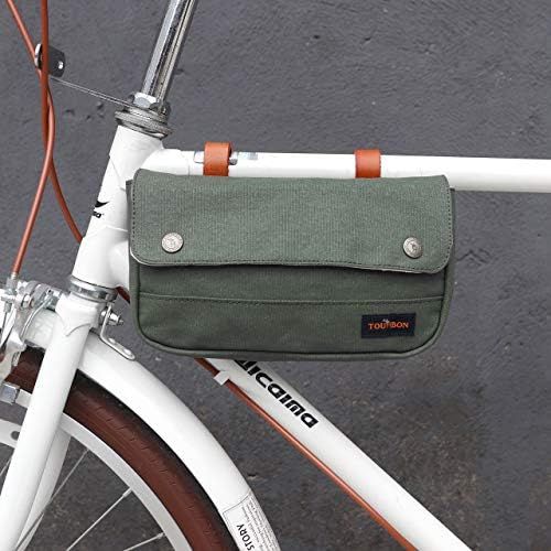  TOURBON Vintage Canvas Bike Panniers Bicycle Handlebar Bag