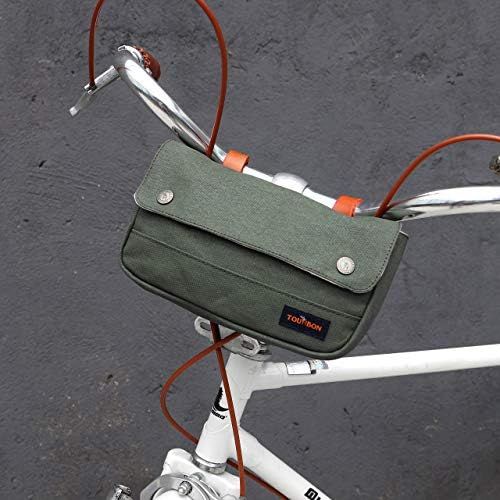  TOURBON Vintage Canvas Bike Panniers Bicycle Handlebar Bag