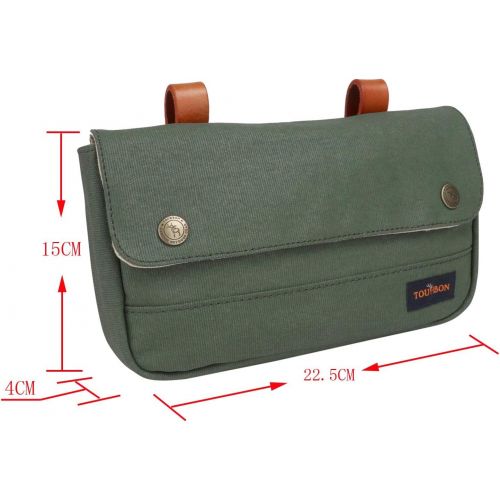  TOURBON Vintage Canvas Bike Panniers Bicycle Handlebar Bag