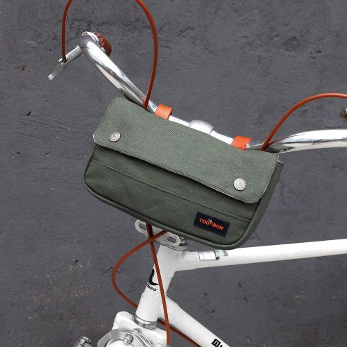  TOURBON Vintage Canvas Bike Panniers Bicycle Handlebar Bag