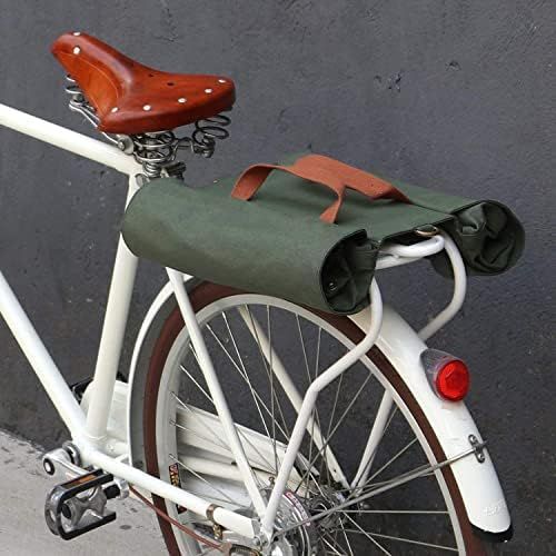  TOURBON Double Cycling Bike Bicycle Pannier Bags for Rear Rack (Water-Resistant Canvas, Roll-up)