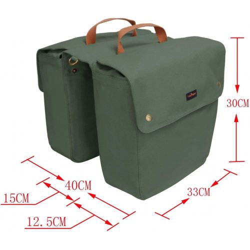  TOURBON Double Cycling Bike Bicycle Pannier Bags for Rear Rack (Water-Resistant Canvas, Roll-up)