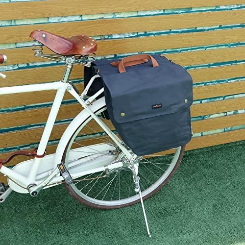  TOURBON Canvas Cycling Bicycle Bike Pannier Rear Seat Bag Rack Trunk (Waterproof, Roll-Up)