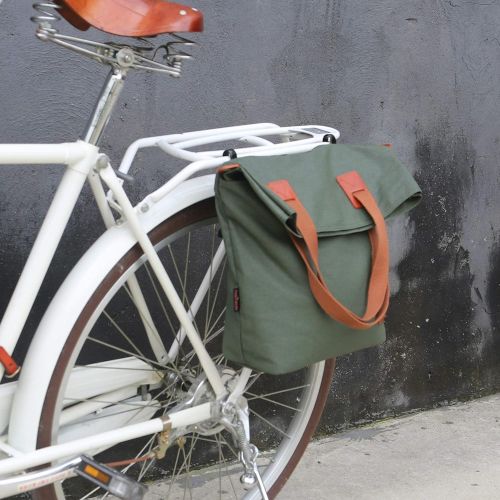  TOURBON Canvas Clip-On Quick-Release Bike Panniers Womens Shoulder Tote Bag