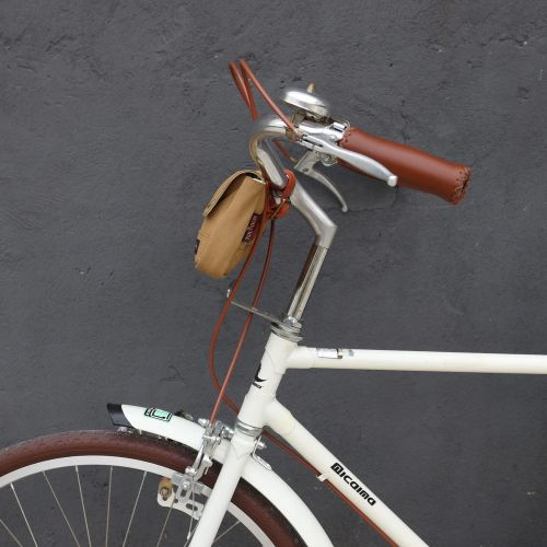  Tourbon Vintage Canvas Bike Panniers Bicycle Handlebar Bag (Khaki): Sports & Outdoors