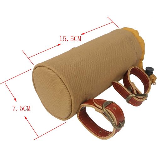  TOURBON Canvas and Leather Bicycle Water Bottle Cup Holder Wine Carrier