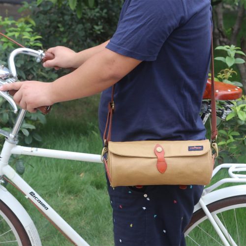  TOURBON Waxed Canvas Bicycle Top Tube Bag Bike Handlebar Basket