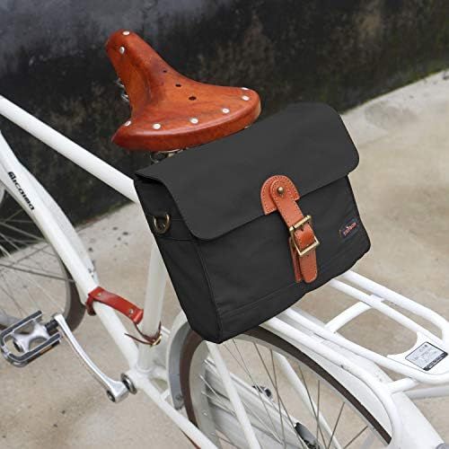  TOURBON Canvas Cycling Bike Handlebar Bag Bicycle Saddlebags Shoulder Messenger Storage