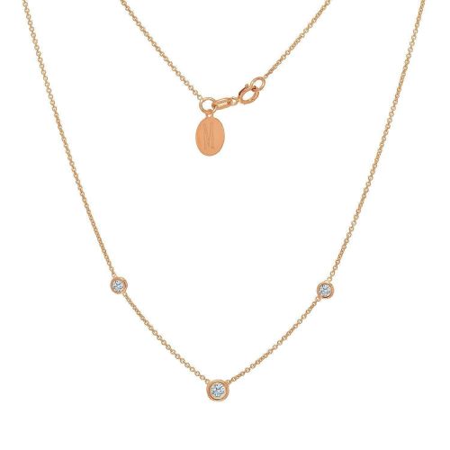  TOUSIATTAR JEWELERS TousiAttar Diamond Necklace Solitaire Pendant - Solid 14k or 18k Rose Gold - 0.20 ct White Stone  Free Personalized Disc Engraving- Nice April Birthstone Gift
