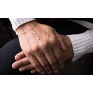 TOUSIATTAR JEWELERS TousiAttar Finger Ring Bracelet -14k or 18k Yellow White Rose Gold  Diamond finger rings chain bracelets for Women - Dainty Body Jewelry - Girls Jewelry Gift
