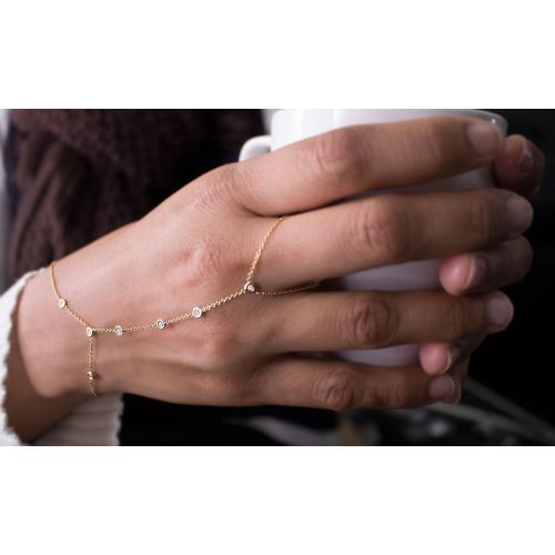  TOUSIATTAR JEWELERS TousiAttar Finger Ring Bracelet -14k or 18k Yellow White Rose Gold  Diamond finger rings chain bracelets for Women - Dainty Body Jewelry - Girls Jewelry Gift