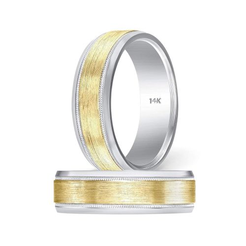  TOUSIATTAR JEWELERS TousiAttar 14k Wedding Band for Men Handmade Two Tone Gold - 14k or 18 k Rings  Nice Gift Jewelry for Him or Her - Weddings Bands for Women  Comfort Fit - Size 6 to 15