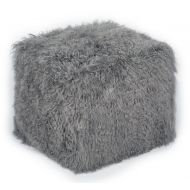 TOV Furniture Tibetan Sheep Grey Pouf