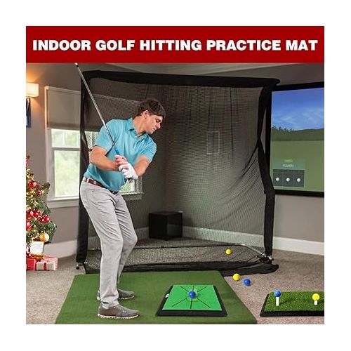  TOY Life - Golf Mat - Golf Hitting Mat - Golf Mats Practice Outdoor Indoor Golf Training Mat - Golf Practice Mats Outdoor - Chipping Mat - Shows Swing Path - Golf Turf Mat 3-in-1 Impact Golf Mat